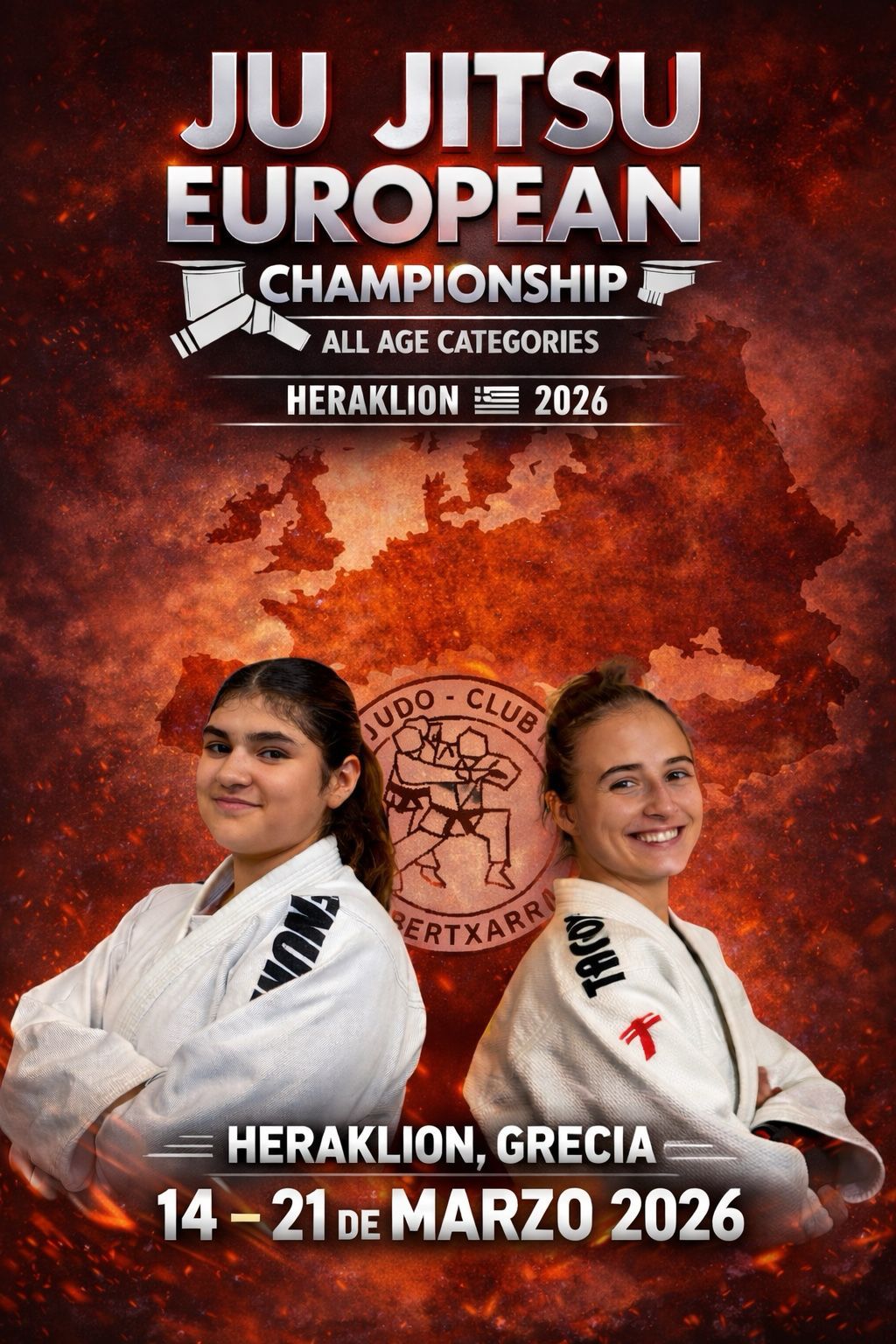 Dos Navarra en el Campeonato de Europa de Jiu-Jitsu. Heraklion 14-03-26